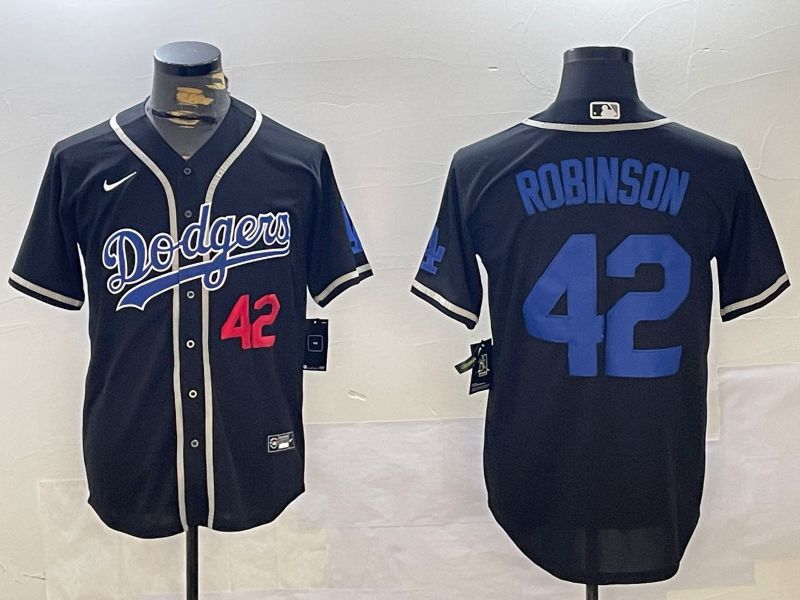 Men Los Angeles Dodgers 42 Robinson Black Game 2024 Nike MLB Jersey style 11213
